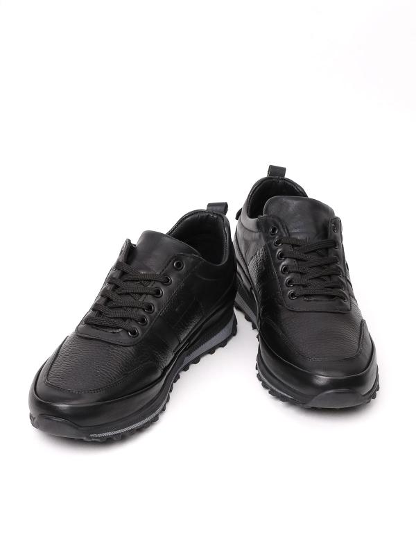 Eskarpini "Dynamic" Qara Natural Dəri Kişi Sneaker