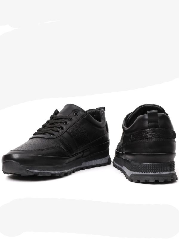 Eskarpini "Dynamic" Qara Natural Dəri Kişi Sneaker