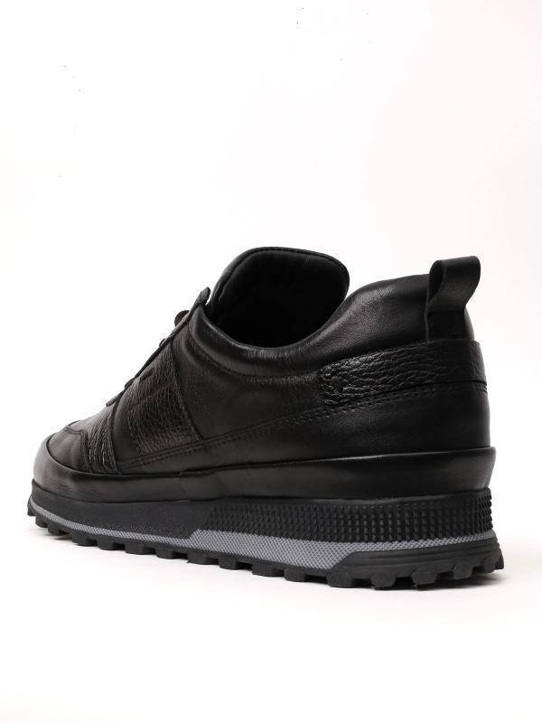 Eskarpini "Dynamic" Qara Natural Dəri Kişi Sneaker