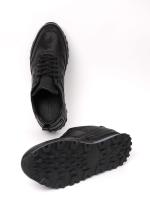 Eskarpini "Dynamic" Qara Natural Dəri Kişi Sneaker