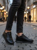 Eskarpini "Dynamic" Qara Natural Dəri Kişi Sneaker