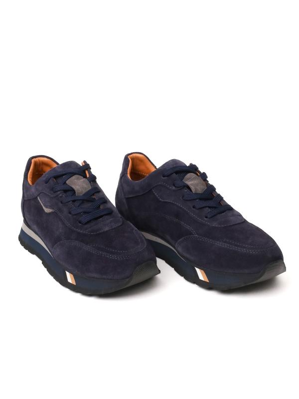 Natural Nubuk Dəri Tünd Göy Kişi Sneaker