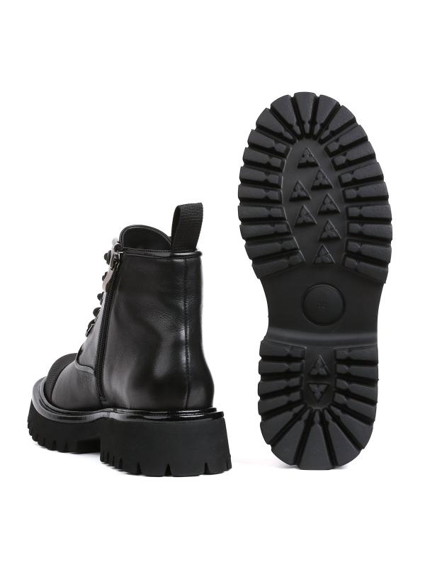 Təbii Dəri Qara Bağlamalı Qadın Botu