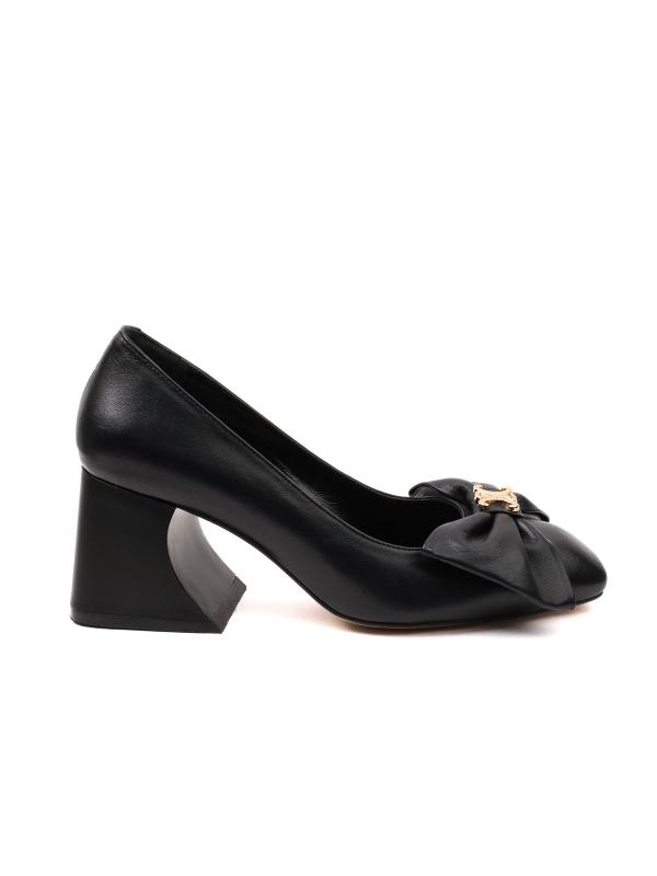 Təbii Dəri Bantlı və Aksesuarlı Klassik Ayaqqabı (6 sm)