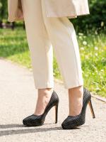 Dama Naxışlı Təbii Dəri Stiletto – 12 sm