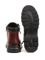 Женские ботинки из натуральной кожи Trio Style – Комбинация бордового, черного и оранжевого