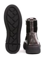 Женские Ботинки из Натуральной Кожи: Черная Замша с Серебряными Деталями