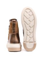 Qonur Süet və Metalik Parıltılı Həqiqi Dəri Yarımboğaz Çəkmə