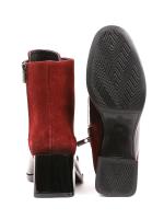 Qırmızı Süet və Patent Dəri Qarışımlı Hündürdaban Qadın Botu