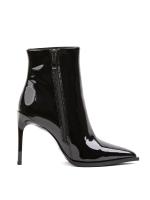 Black Patent Genuine Leather 10 cm Stiletto Booties