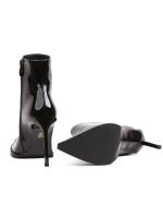 Black Patent Genuine Leather 10 cm Stiletto Booties