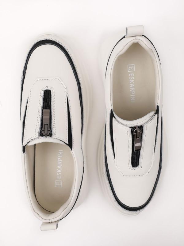 Təbii Dəri Önü Fermuarlı Qadın İdman Ayaqqabısı