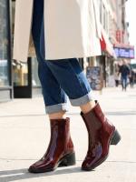 Eskarpini Qəhvəyi Lak Təbii Dəri Qadın Botu