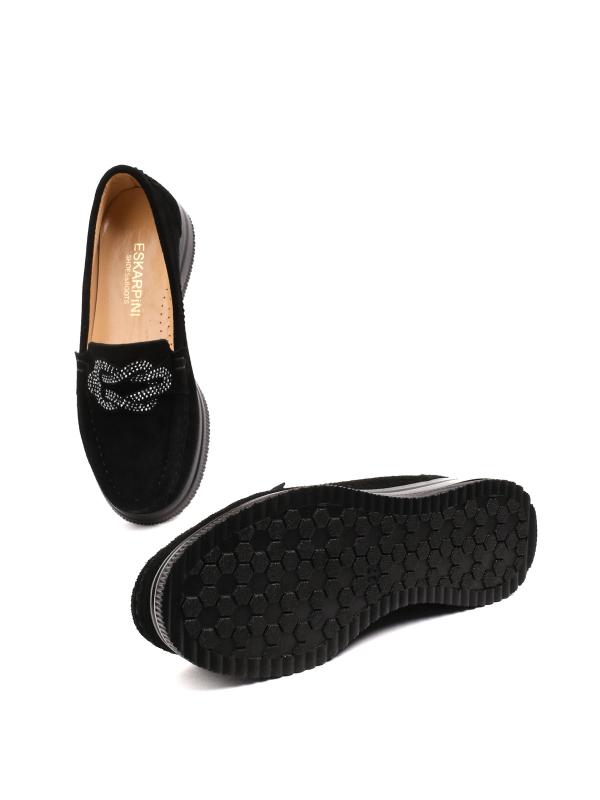 Təbii Zamşa Daşlı Aksessuarlı Qadın Platforma Ayaqqabısı