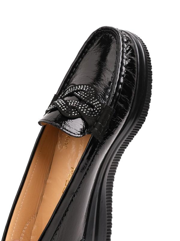 Təbii Laklı Dəri Daşlı Platforma Gündəlik Ayaqqabı