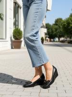 Ürək Daşlı Bantlı Həqiqi Dəri Qadın Ayaqqabısı