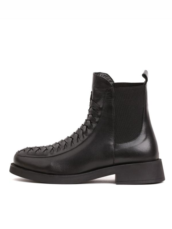 Черные ботинки челси из натуральной кожи с плетеным узором
