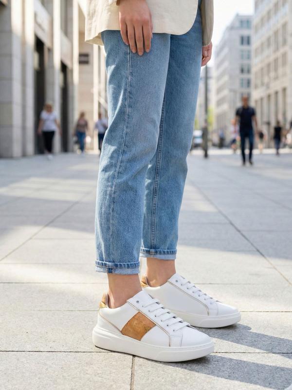 Xəritə Naxışlı Həqiqi Dəri Qadın İdman Sneaker