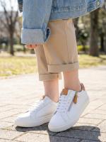 Ivana Təbii Dəri Ağ Yan Zəncirbəndli Qadın Sneaker