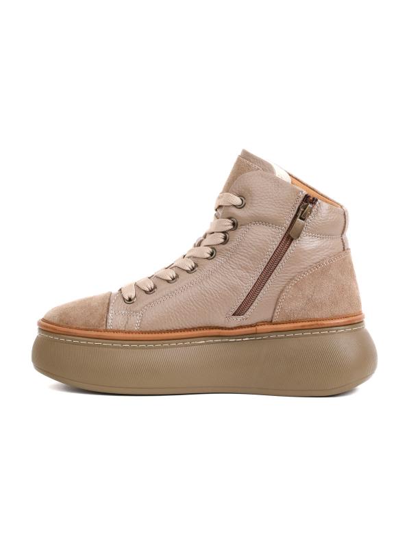 Həqiqi Dəri və Nubuk Kombinasiyalı Qalın Dabanlı Qadın Botu