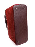 Naxışlı Zamşa Detallı Həqiqi Dəri Qadın Çantası - Bordo